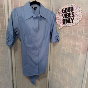 AB Studio Blue Tie Shirt - Medium